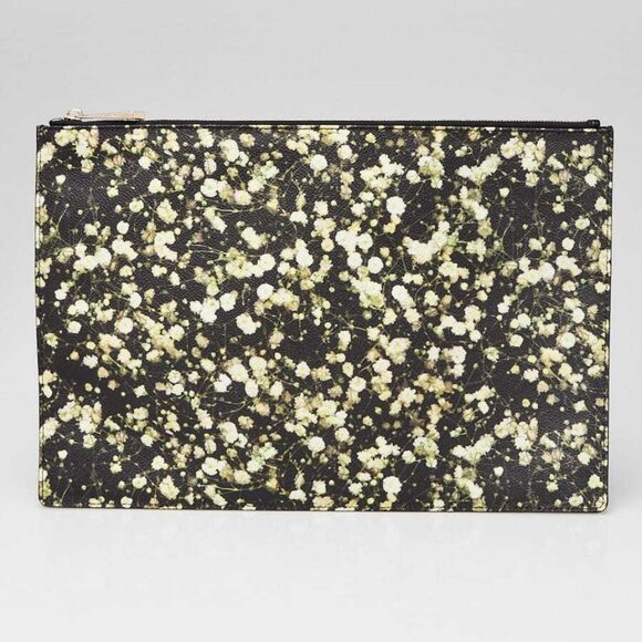 Givenchy Green/Black Floral-Print Coated Canvas Clutch Bag - Picture 1 of 8